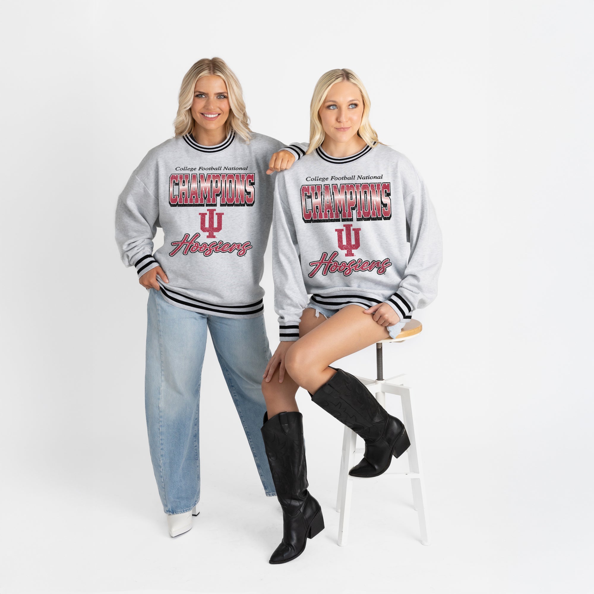 INDIANA HOOSIERS CHAMPION MODE CREW FLEECE RINGER SWEATSHIRT