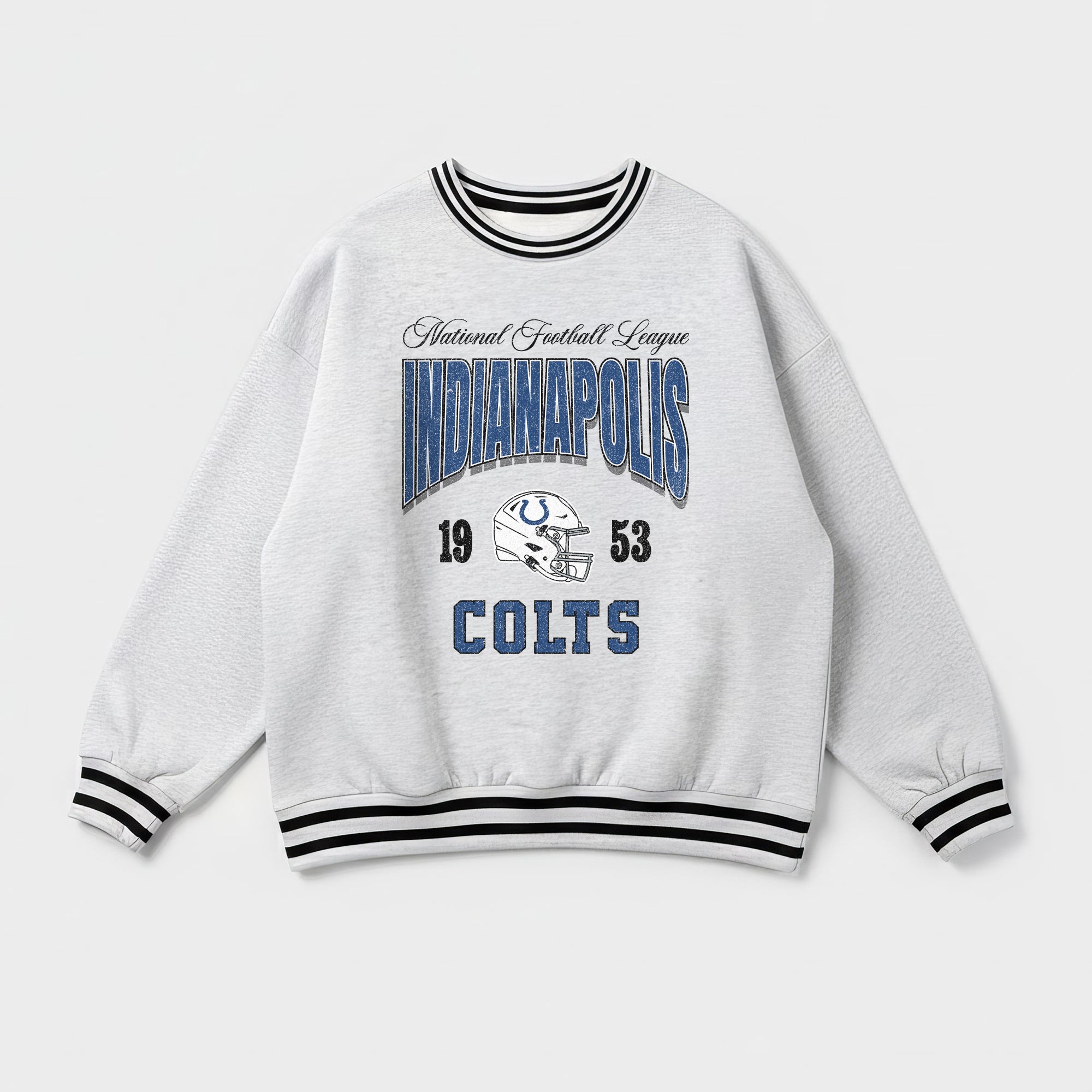 INDIANAPOLIS COLTS COOL VIBES CREW FLEECE RINGER SWEATSHIRT