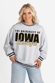 IOWA HAWKEYES SHOWDOWN CREW FLEECE RINGER SWEATSHIRT