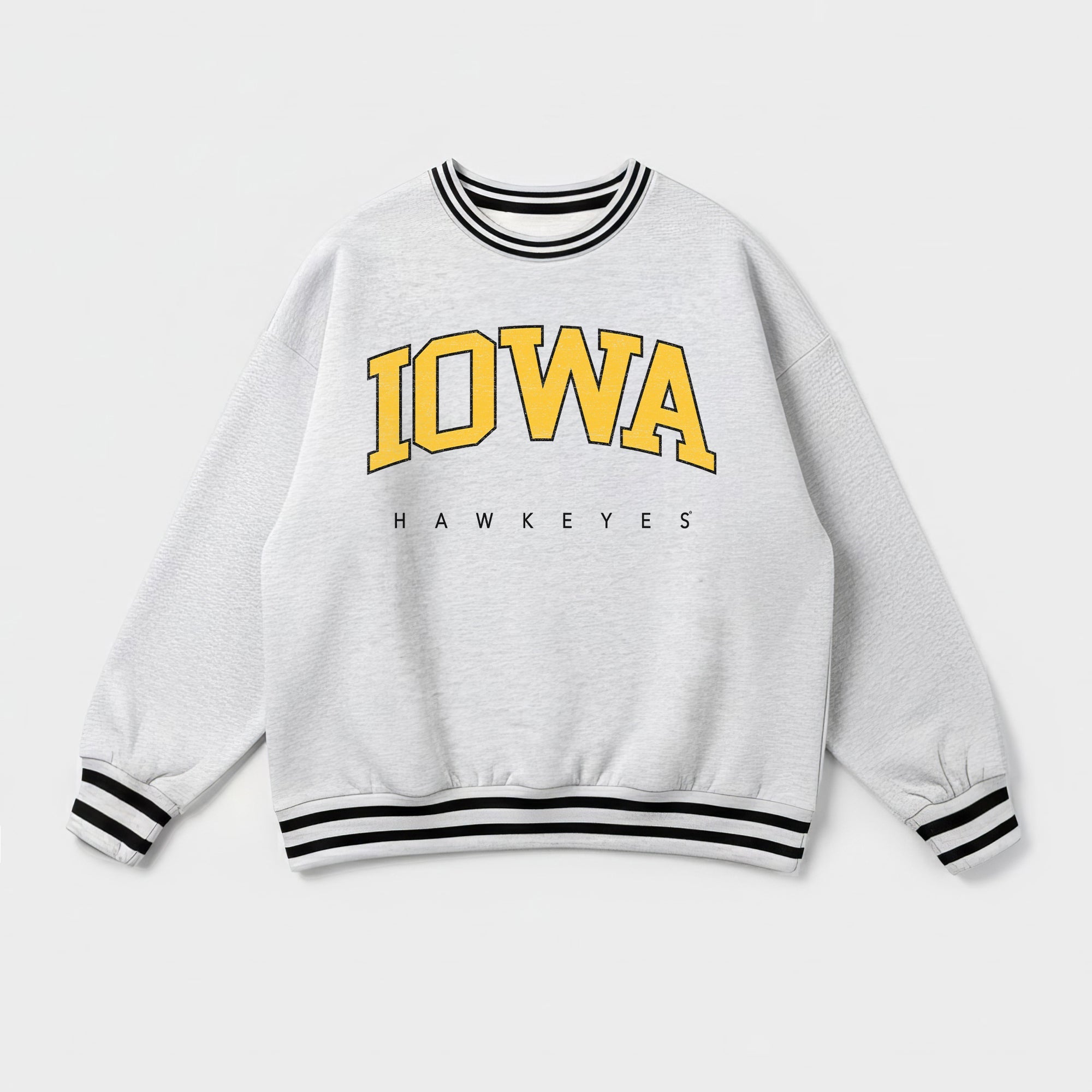 IOWA HAWKEYES EASY ENERGY CREW FLEECE RINGER SWEATSHIRT