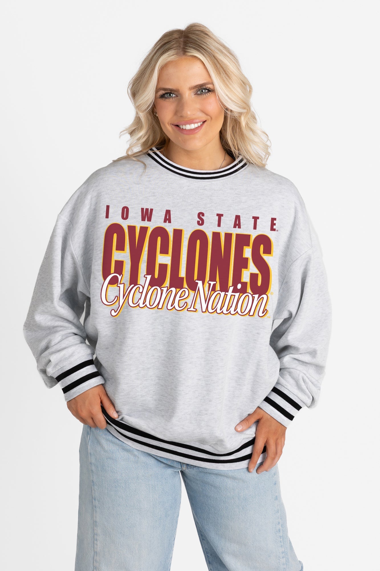 IOWA STATE CYCLONES SHOWDOWN CREW FLEECE RINGER SWEATSHIRT