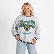 JACKSONVILLE JAGUARS GRIDIRON DRIVE CREW FLEECE RINGER SWEATSHIRT