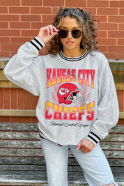 KANSAS CITY CHIEFS FADE ROUTE CREW FLEECE RINGER SWEATSHIRT