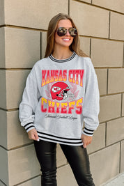 KANSAS CITY CHIEFS FADE ROUTE CREW FLEECE RINGER SWEATSHIRT