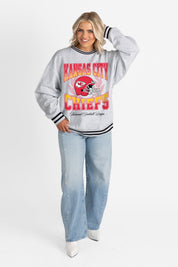 KANSAS CITY CHIEFS FADE ROUTE CREW FLEECE RINGER SWEATSHIRT