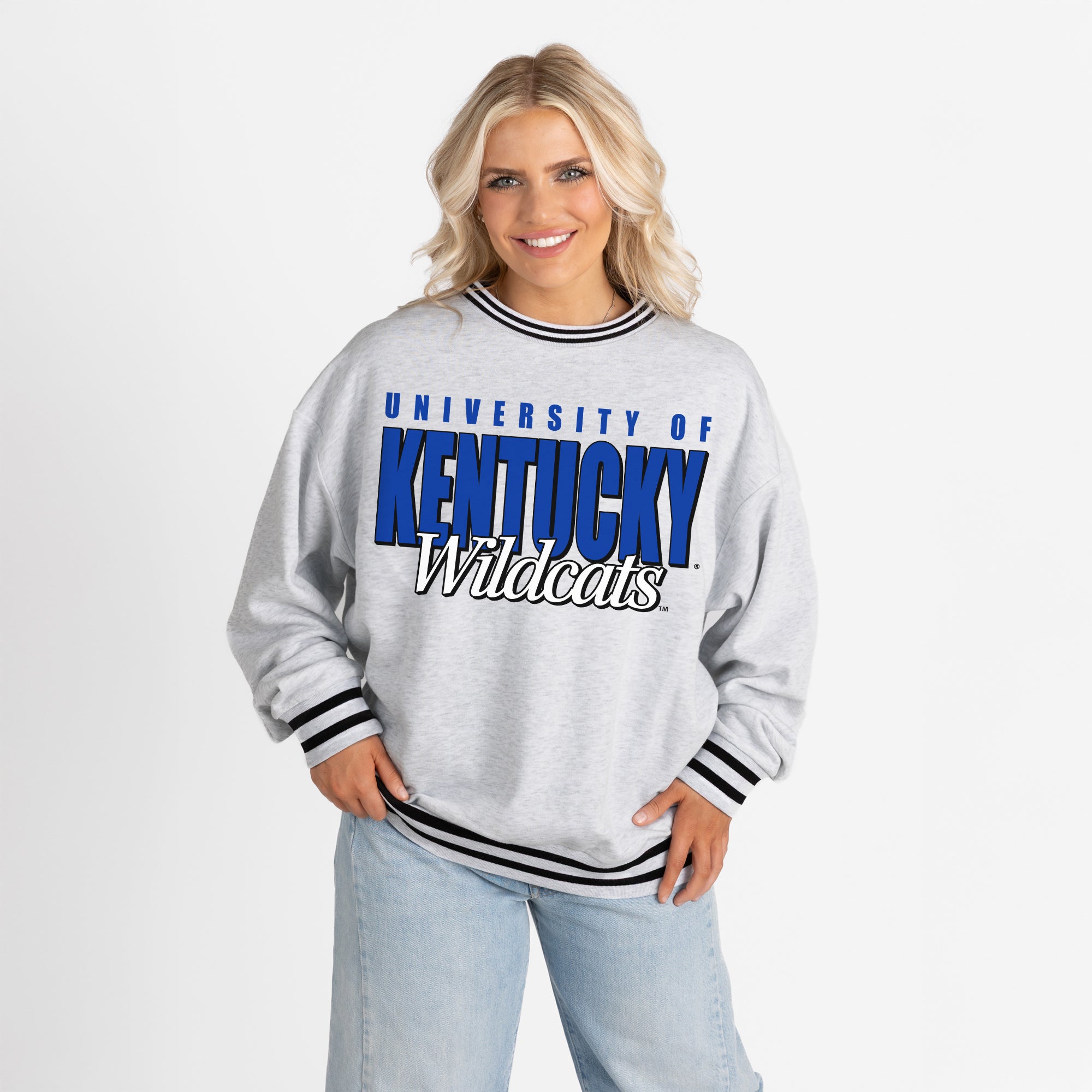 KENTUCKY WILDCATS SHOWDOWN CREW FLEECE RINGER SWEATSHIRT