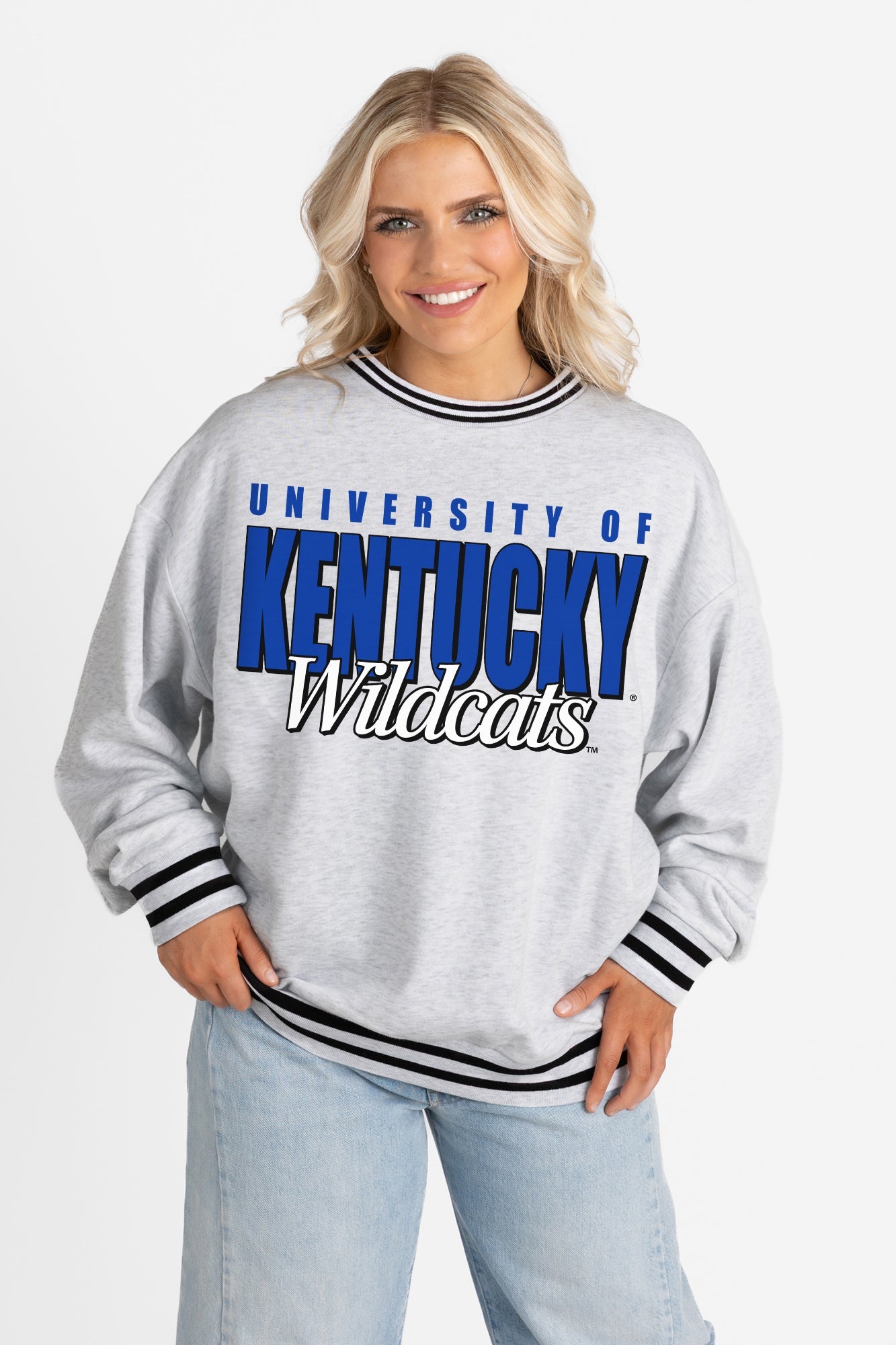 KENTUCKY WILDCATS SHOWDOWN CREW FLEECE RINGER SWEATSHIRT
