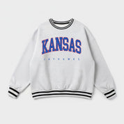 KANSAS JAYHAWKS EASY ENERGY CREW FLEECE RINGER SWEATSHIRT