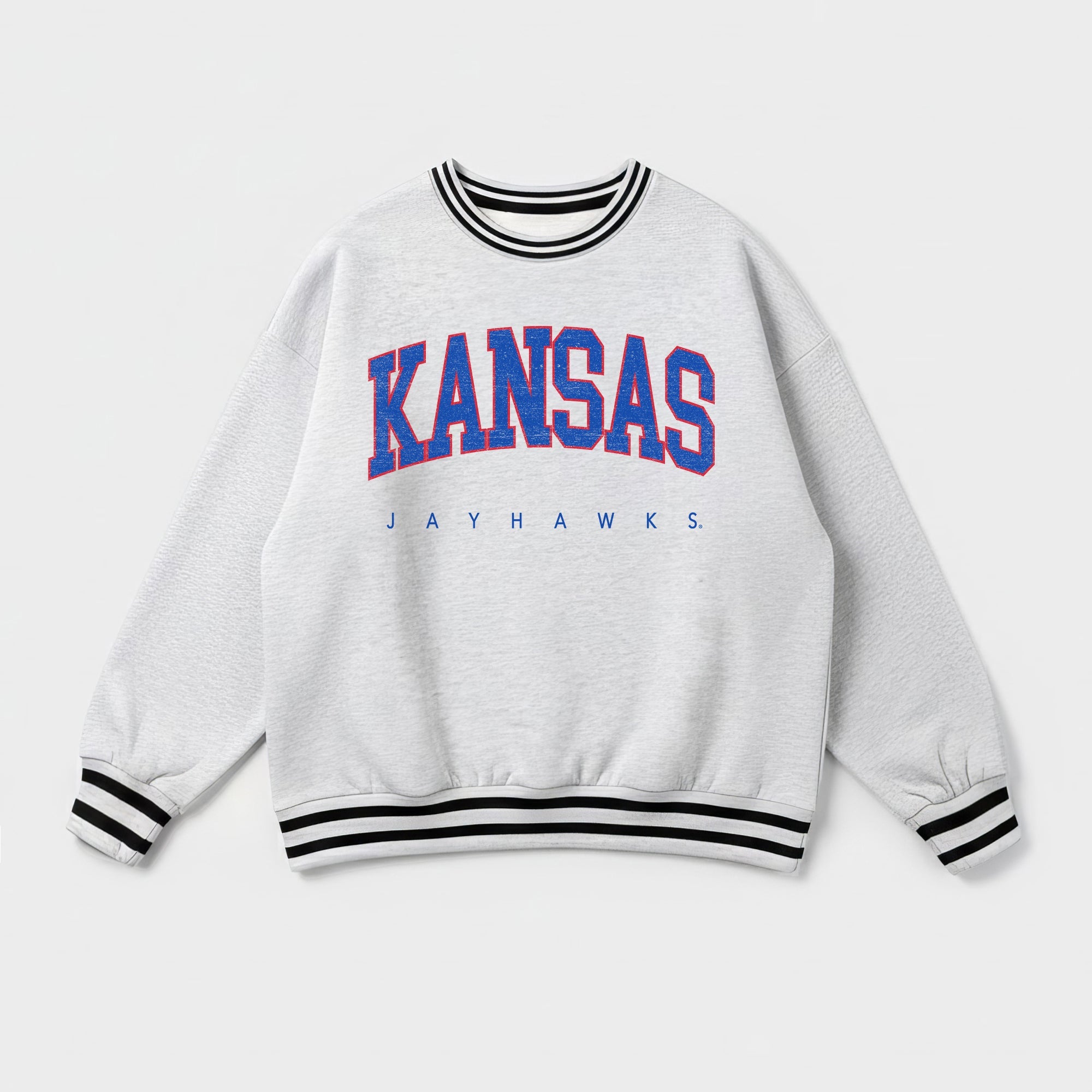 KANSAS JAYHAWKS EASY ENERGY CREW FLEECE RINGER SWEATSHIRT