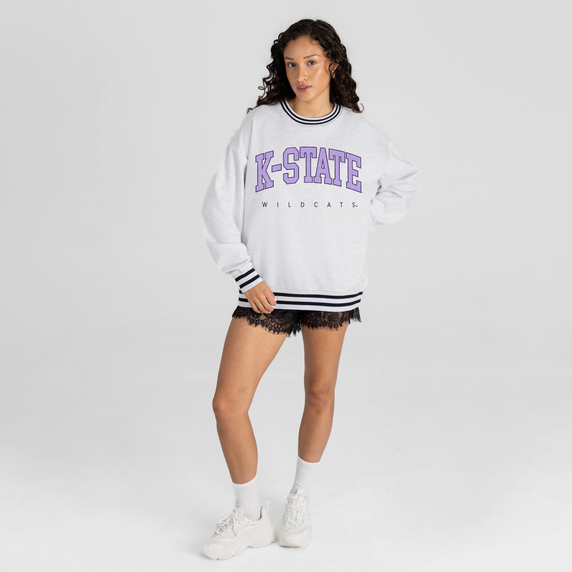 KANSAS STATE WILDCATS EASY ENERGY CREW FLEECE RINGER SWEATSHIRT