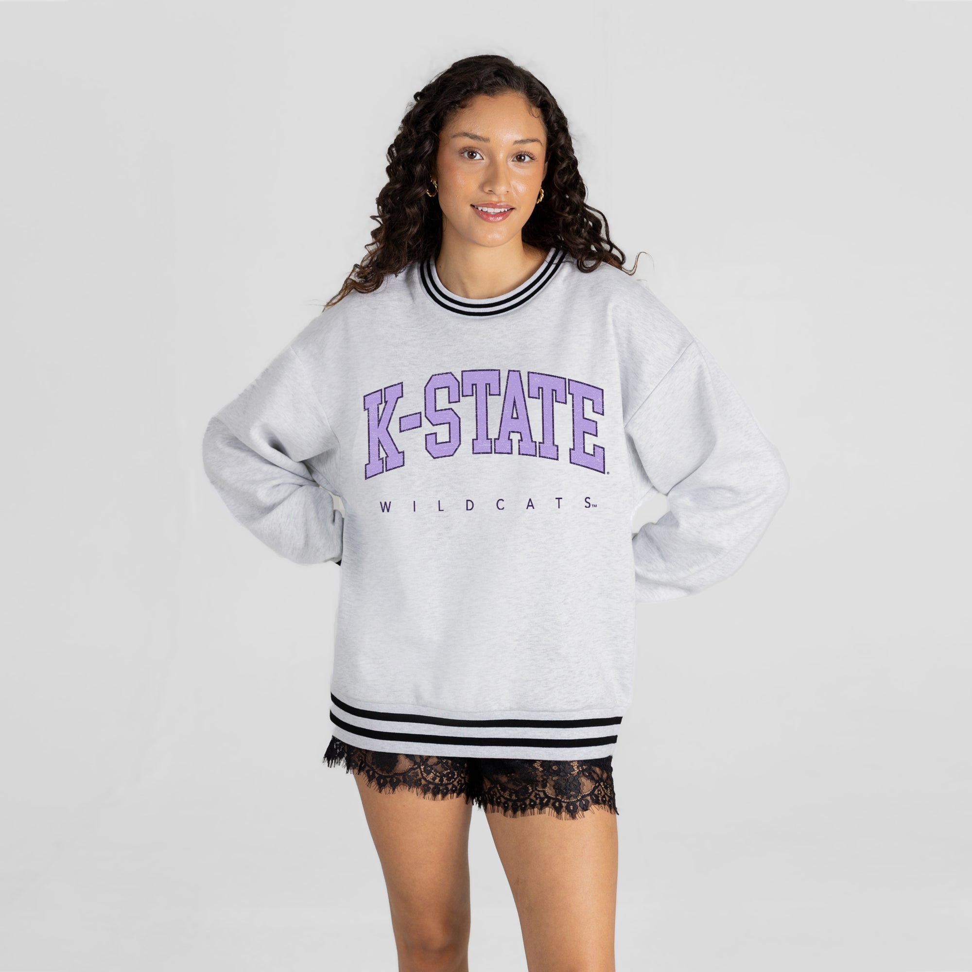 KANSAS STATE WILDCATS EASY ENERGY CREW FLEECE RINGER SWEATSHIRT
