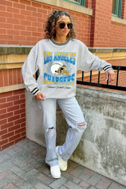LOS ANGELES CHARGERS FADE ROUTE CREW FLEECE RINGER SWEATSHIRT