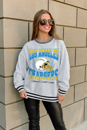 LOS ANGELES CHARGERS FADE ROUTE CREW FLEECE RINGER SWEATSHIRT