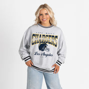 LOS ANGELES CHARGERS GRIDIRON DRIVE CREW FLEECE RINGER SWEATSHIRT