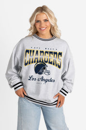 LOS ANGELES CHARGERS GRIDIRON DRIVE CREW FLEECE RINGER SWEATSHIRT