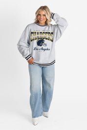 LOS ANGELES CHARGERS GRIDIRON DRIVE CREW FLEECE RINGER SWEATSHIRT