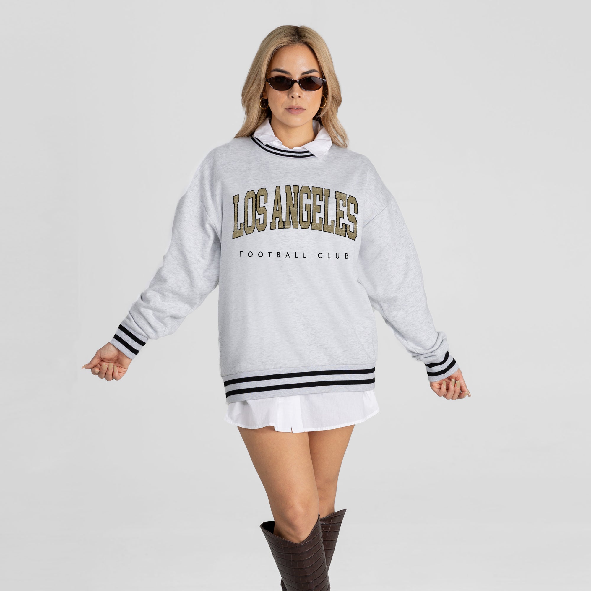 LOS ANGELES FC EASY ENERGY CREW FLEECE RINGER SWEATSHIRT
