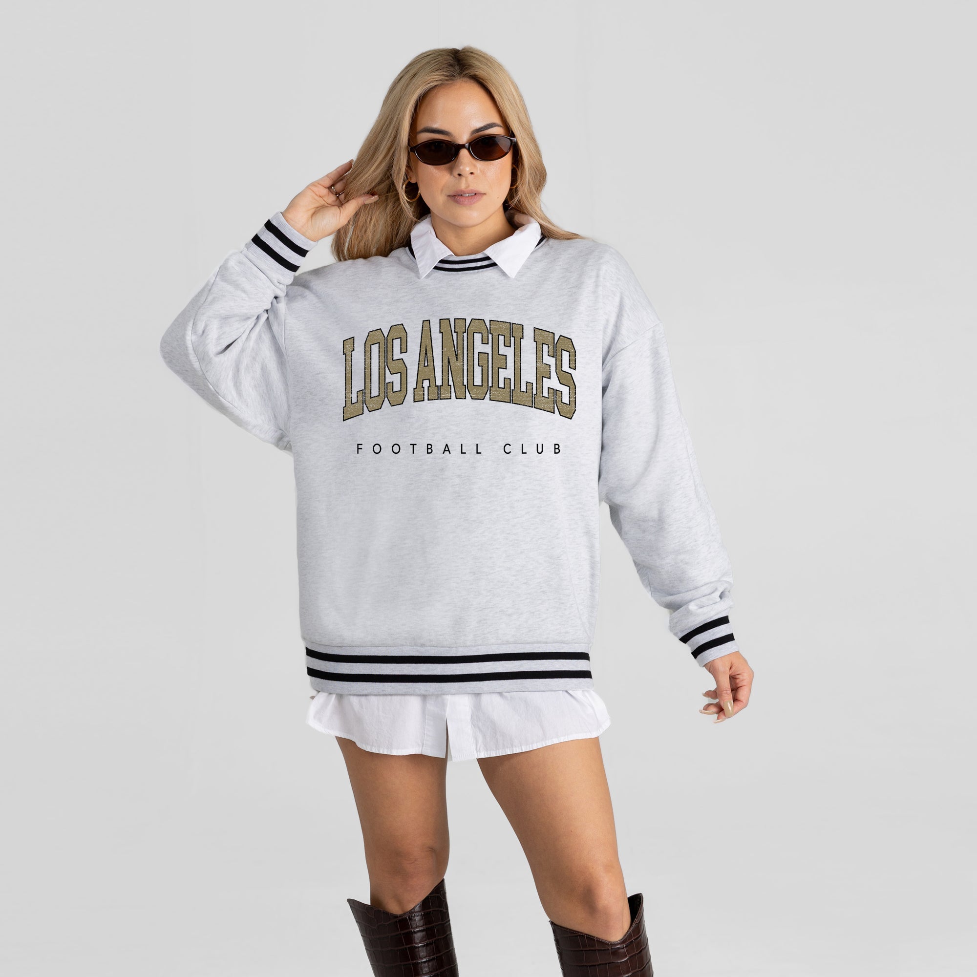 LOS ANGELES FC EASY ENERGY CREW FLEECE RINGER SWEATSHIRT