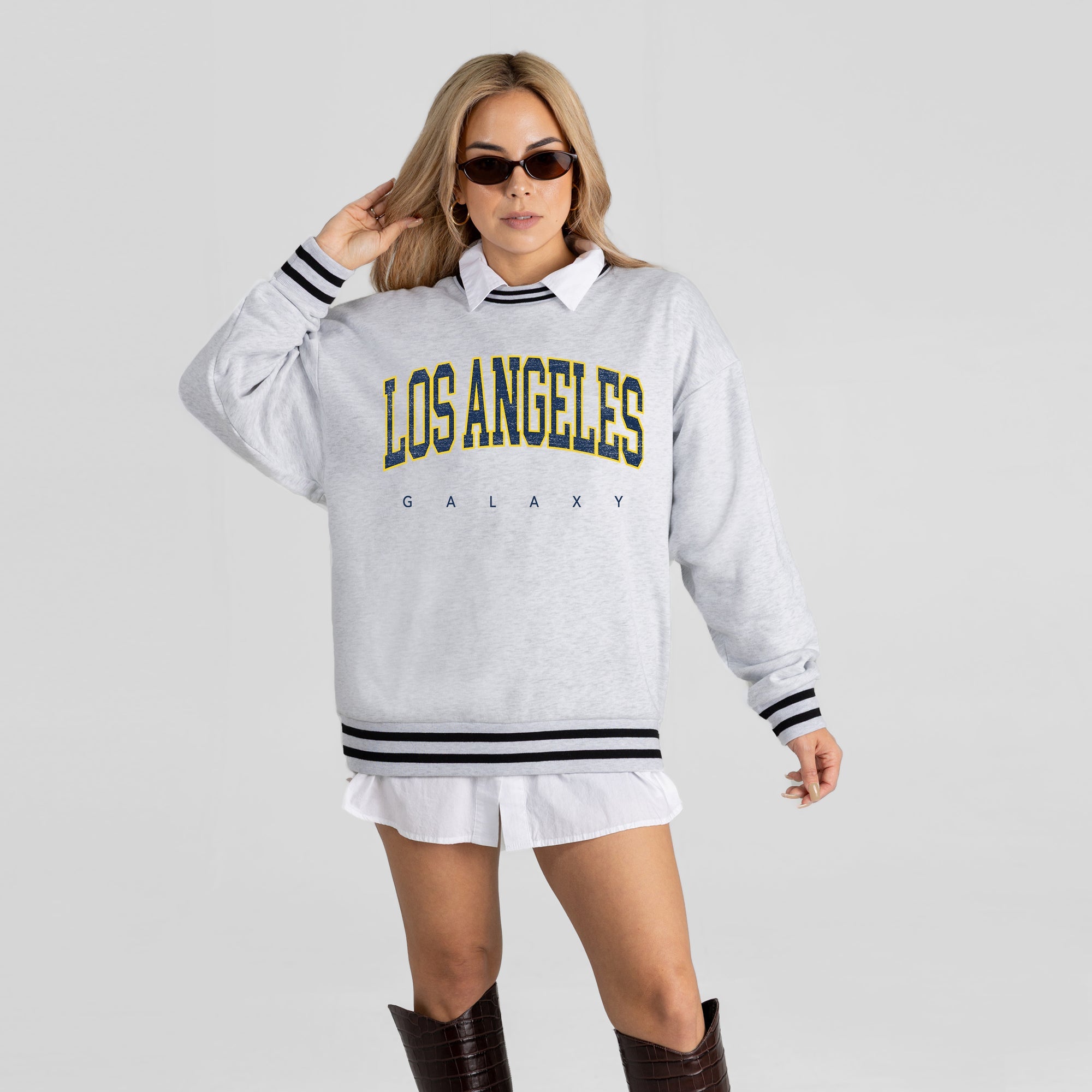 LOS ANGELES GALAXY EASY ENERGY CREW FLEECE RINGER SWEATSHIRT