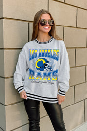LOS ANGELES RAMS FADE ROUTE CREW FLEECE RINGER SWEATSHIRT