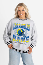 LOS ANGELES RAMS FADE ROUTE CREW FLEECE RINGER SWEATSHIRT