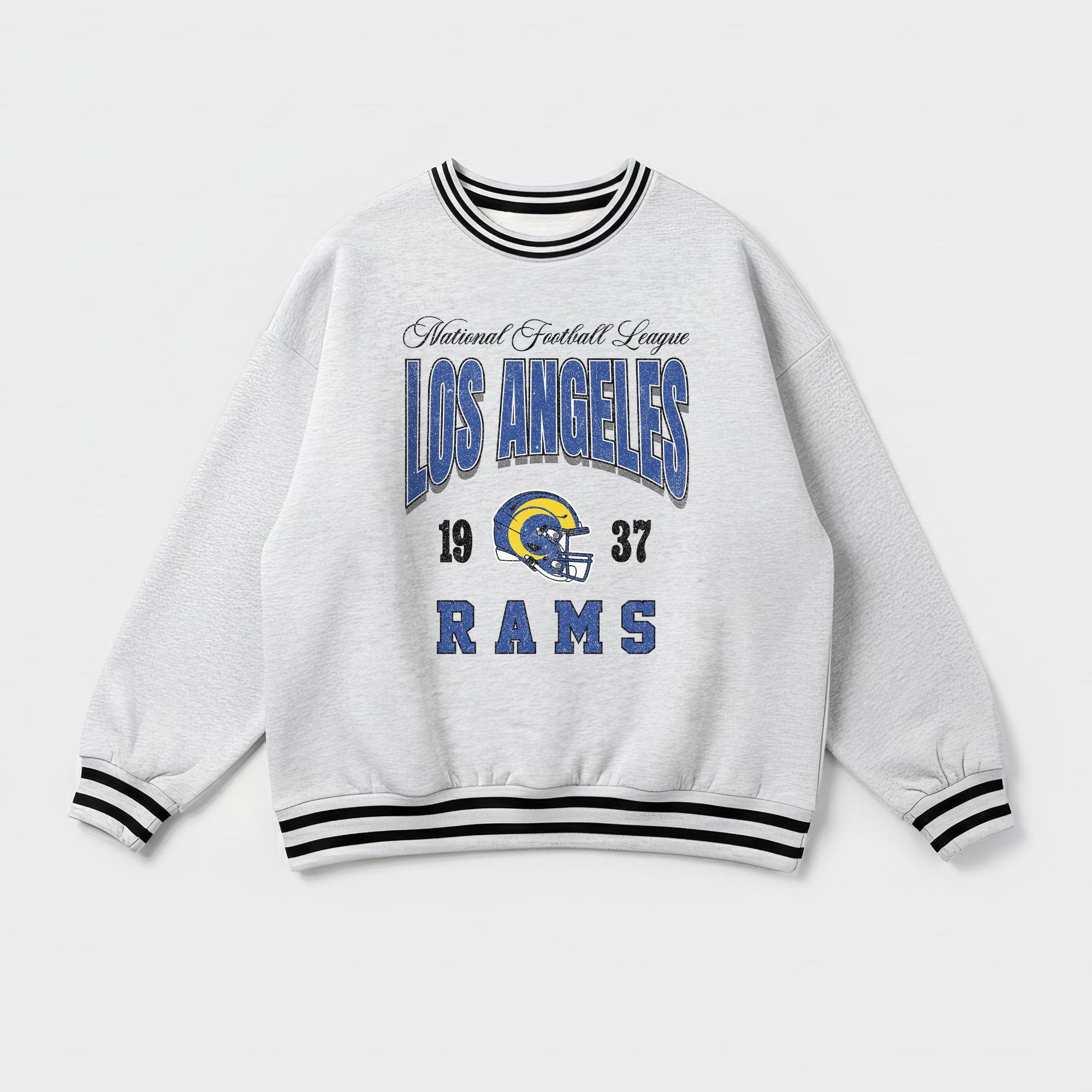 LOS ANGELES RAMS COOL VIBES CREW FLEECE RINGER SWEATSHIRT