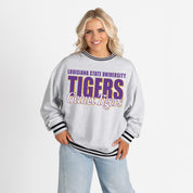 LSU TIGERS SHOWDOWN CREW FLEECE RINGER SWEATSHIRT