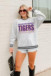 LSU TIGERS SHOWDOWN CREW FLEECE RINGER SWEATSHIRT