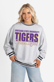 LSU TIGERS SHOWDOWN CREW FLEECE RINGER SWEATSHIRT