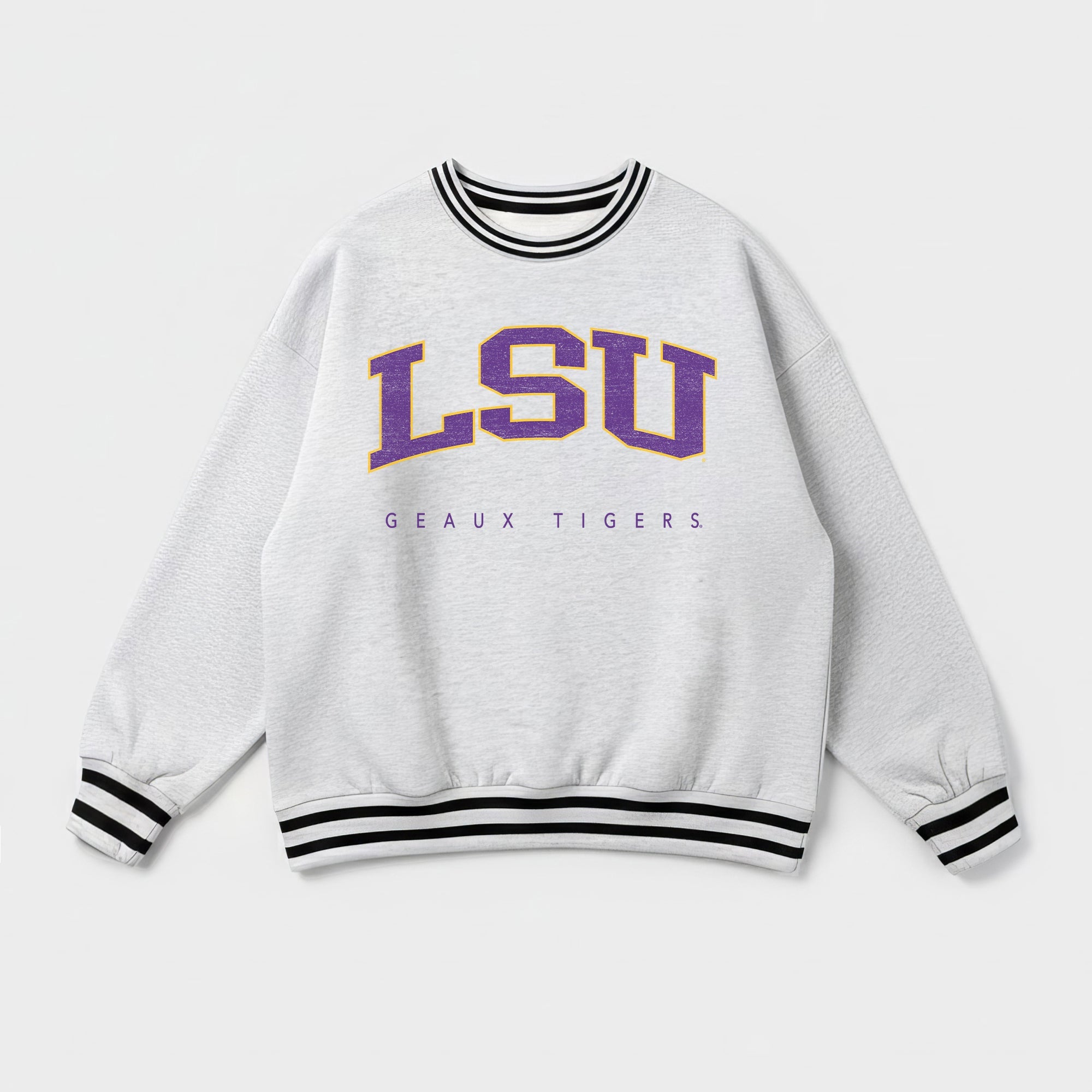 LSU TIGERS EASY ENERGY CREW FLEECE RINGER SWEATSHIRT