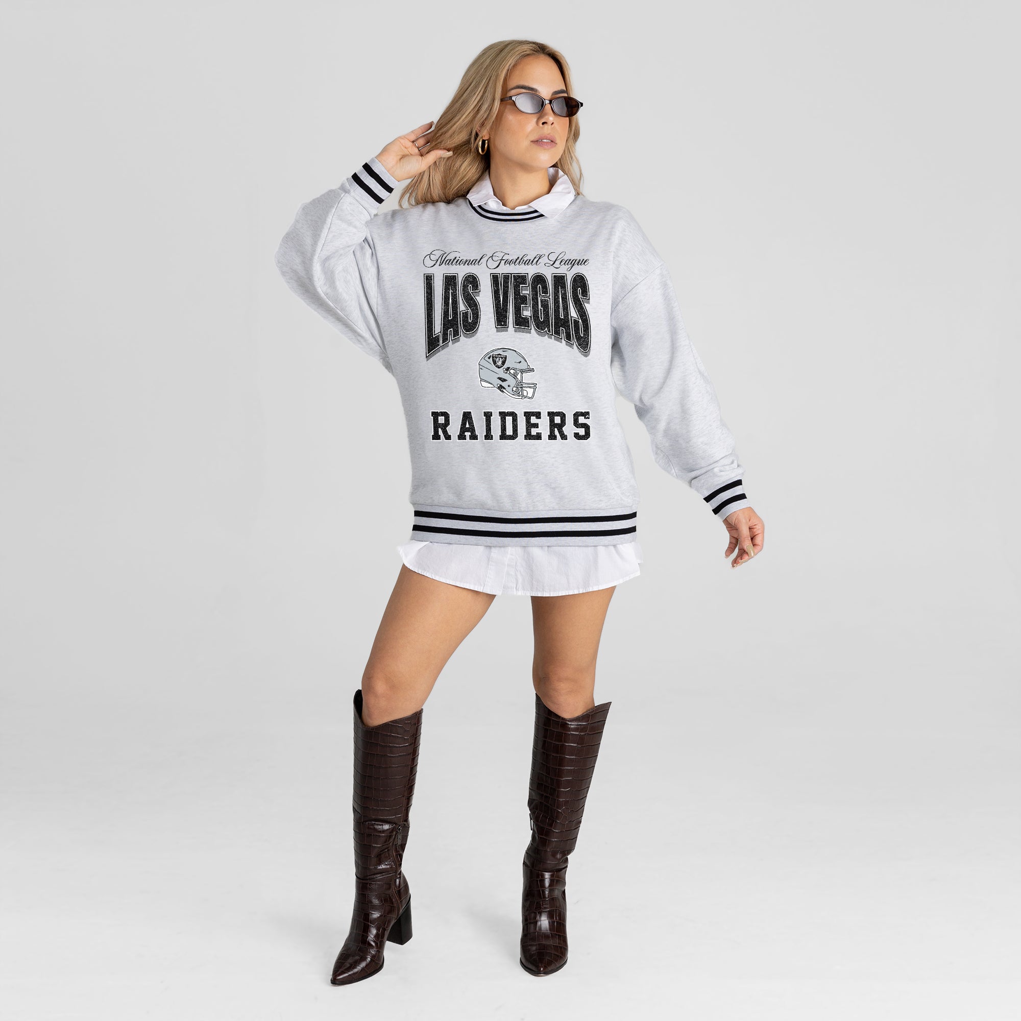 LAS VEGAS RAIDERS COOL VIBES CREW FLEECE RINGER SWEATSHIRT