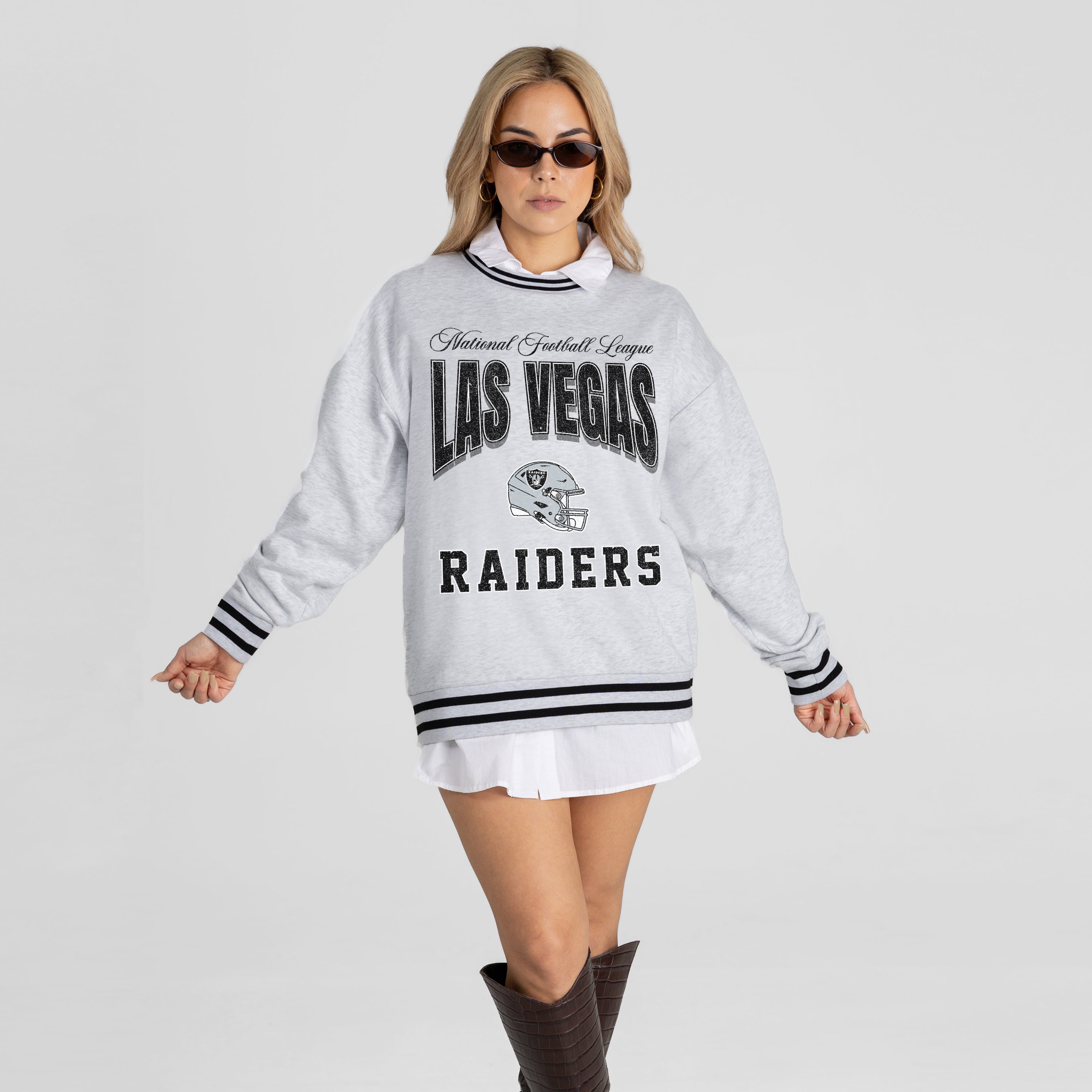 LAS VEGAS RAIDERS COOL VIBES CREW FLEECE RINGER SWEATSHIRT