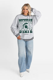 MICHIGAN STATE SPARTANS FADE ROUTE CREW FLEECE RINGER SWEATSHIRT