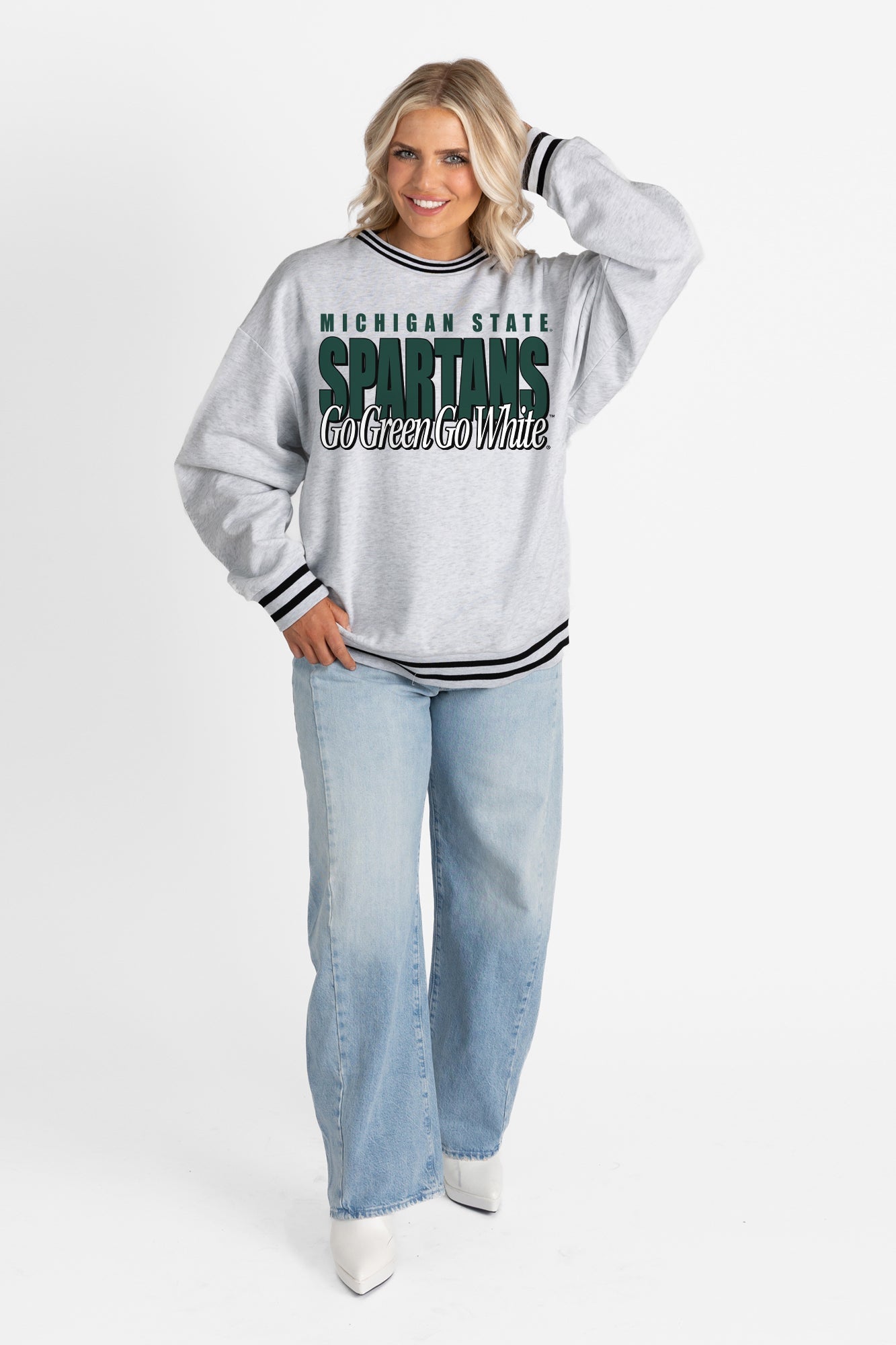MICHIGAN STATE SPARTANS SHOWDOWN CREW FLEECE RINGER SWEATSHIRT