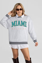 MIAMI DOLPHINS EASY ENERGY CREW FLEECE RINGER SWEATSHIRT
