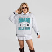 MIAMI DOLPHINS COOL VIBES CREW FLEECE RINGER SWEATSHIRT