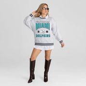 MIAMI DOLPHINS COOL VIBES CREW FLEECE RINGER SWEATSHIRT