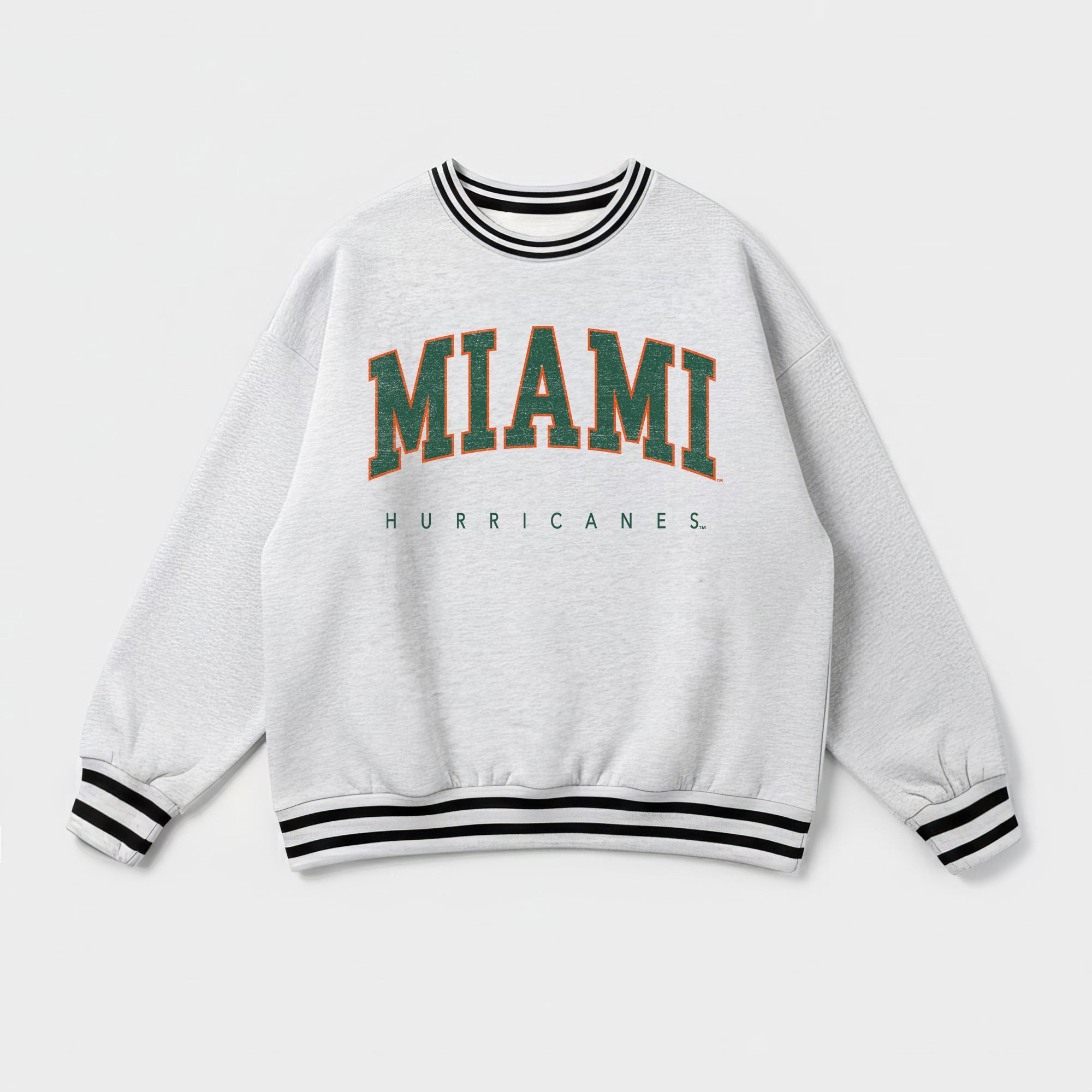 MIAMI HURRICANES EASY ENERGY CREW FLEECE RINGER SWEATSHIRT