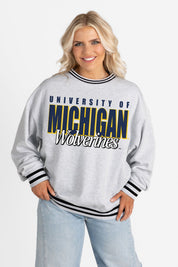 MICHIGAN WOLVERINES SHOWDOWN CREW FLEECE RINGER SWEATSHIRT