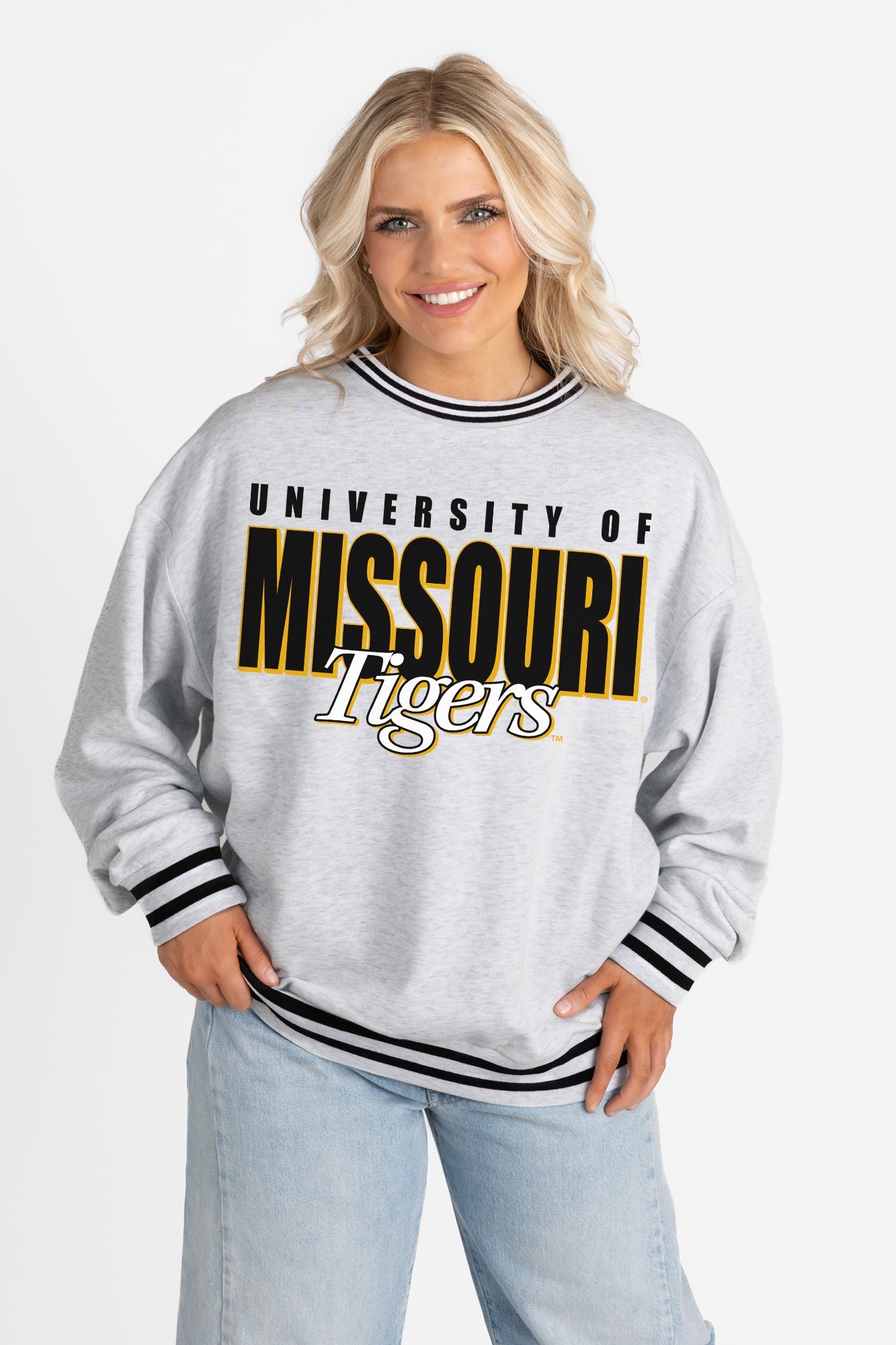 MISSOURI TIGERS SHOWDOWN CREW FLEECE RINGER SWEATSHIRT