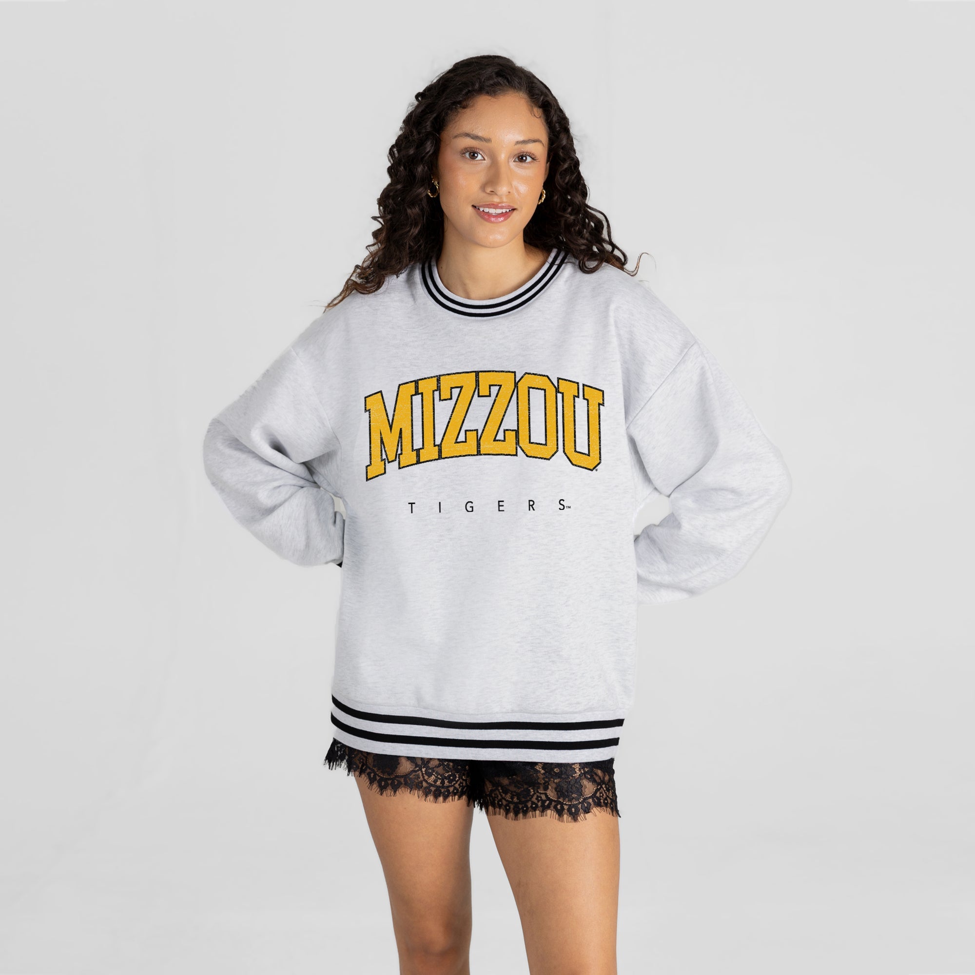MISSOURI TIGERS EASY ENERGY CREW FLEECE RINGER SWEATSHIRT