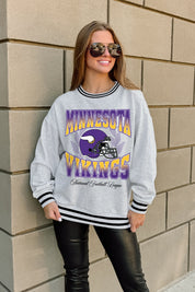 MINNESOTA VIKINGS FADE ROUTE CREW FLEECE RINGER SWEATSHIRT