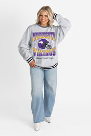 MINNESOTA VIKINGS FADE ROUTE CREW FLEECE RINGER SWEATSHIRT
