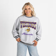 MINNESOTA VIKINGS GRIDIRON DRIVE CREW FLEECE RINGER SWEATSHIRT