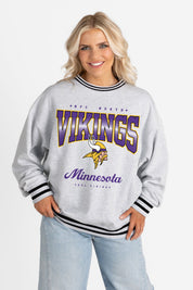 MINNESOTA VIKINGS GRIDIRON DRIVE CREW FLEECE RINGER SWEATSHIRT