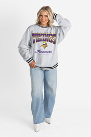 MINNESOTA VIKINGS GRIDIRON DRIVE CREW FLEECE RINGER SWEATSHIRT
