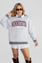 MINNESOTA VIKINGS EASY ENERGY CREW FLEECE RINGER SWEATSHIRT
