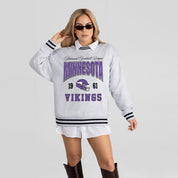MINNESOTA VIKINGS COOL VIBES CREW FLEECE RINGER SWEATSHIRT