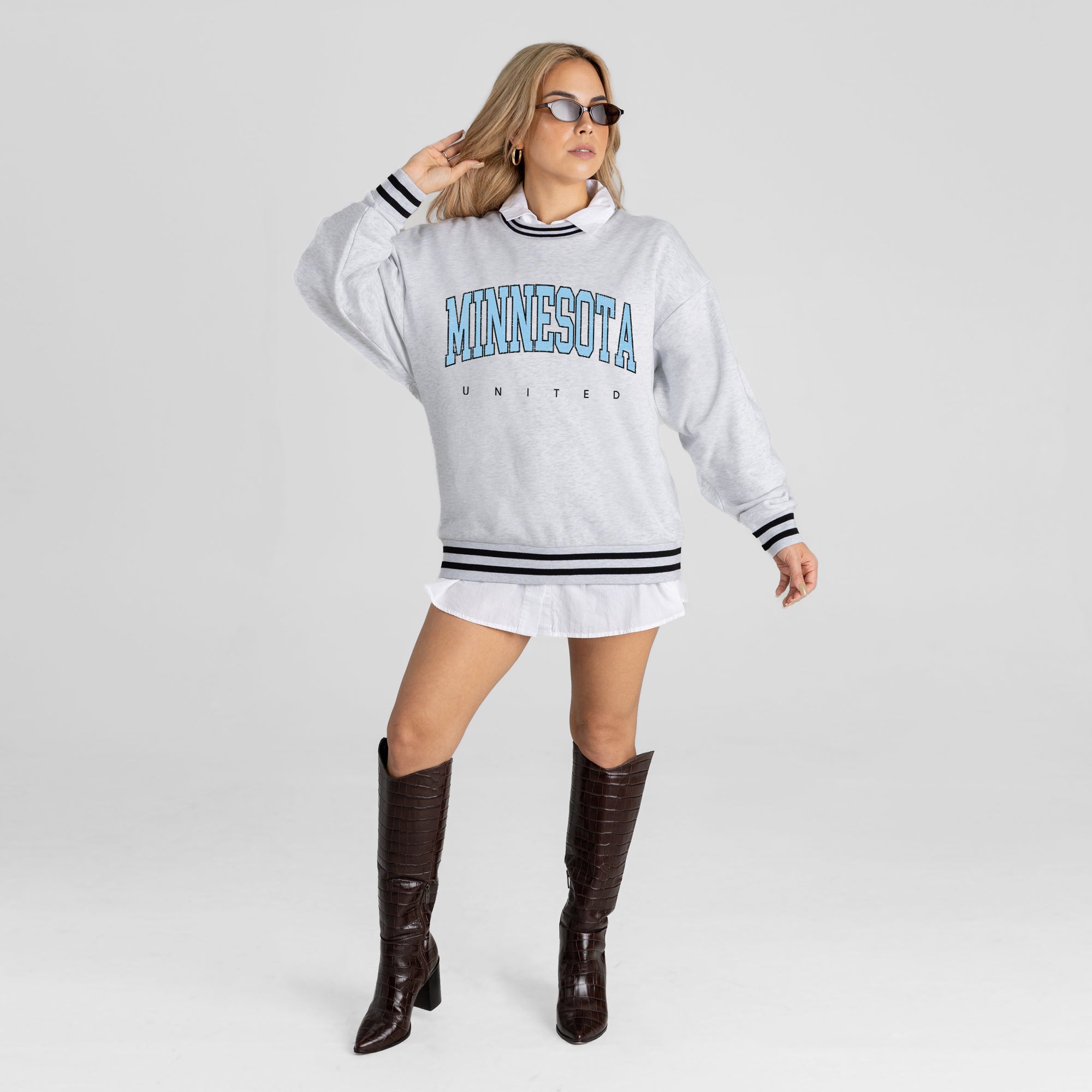 MINNESOTA UNITED EASY ENERGY CREW FLEECE RINGER SWEATSHIRT