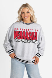 NEBRASKA CORNHUSKERS SHOWDOWN CREW FLEECE RINGER SWEATSHIRT